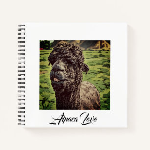 Fun Goofy Black Alpaca Farm Animal White Journal