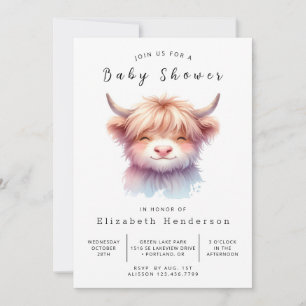 Fun Graceful Whimsy Cow Baby Shower Invitation