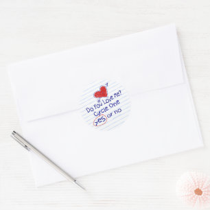 Fun Grade School Love Note Sticker Round