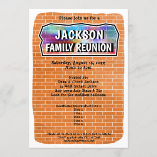 Fun Graffiti Mural Art Family Reunion Invitation
