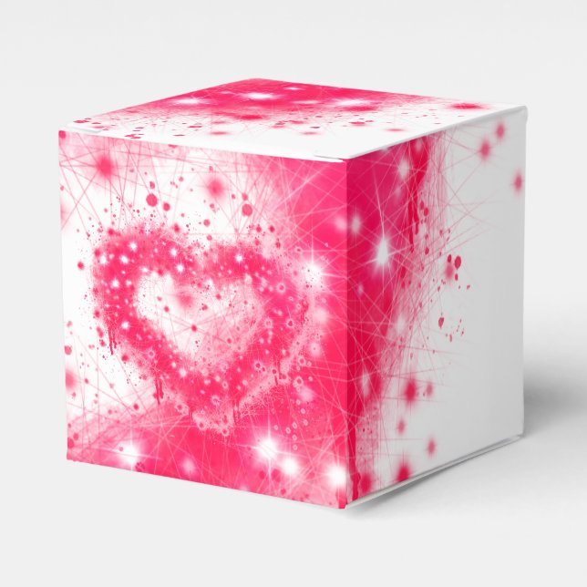 Fun Graffiti spray paint pink sparkling heart  Favor Box (Front Side)