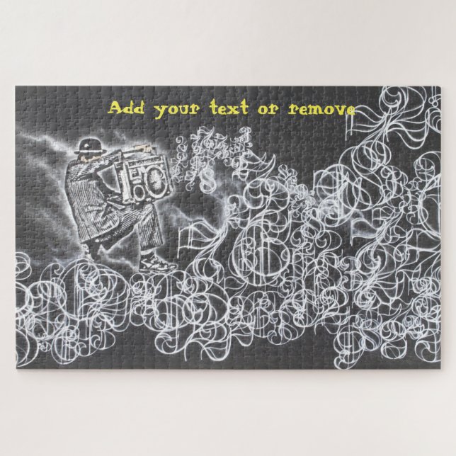 Fun graffiti suited man playing a ghettoblaster, jigsaw puzzle (Horizontal)