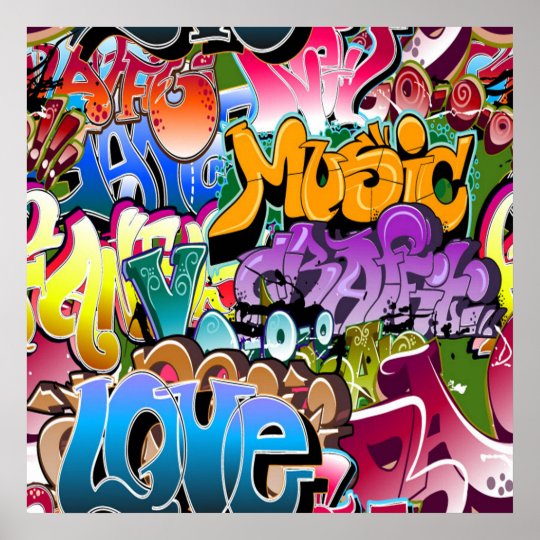 Fun Graffiti word art home decor poster | Zazzle.ca