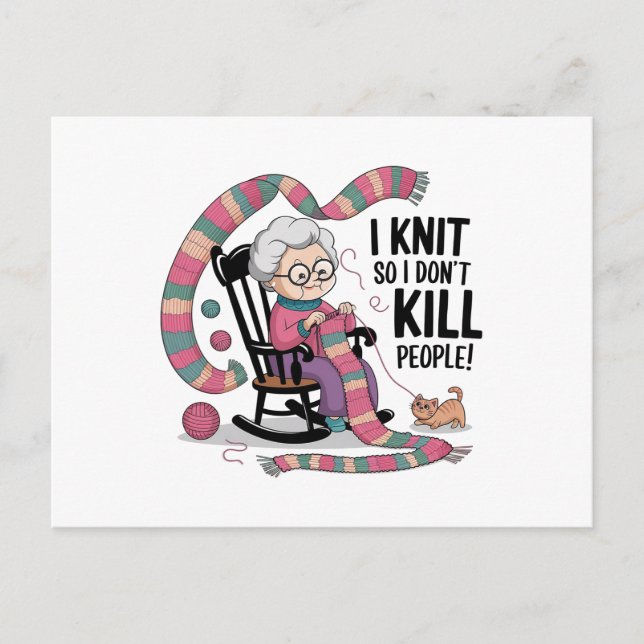 Fun Grandma Knitting Design Postcard (Front)