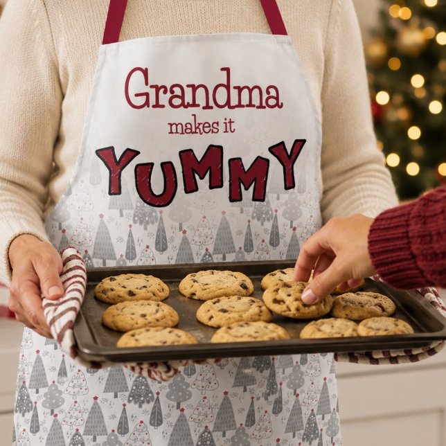 Fun Grandma Makes it Yummy Holiday Gift Apron (Creator Uploaded)