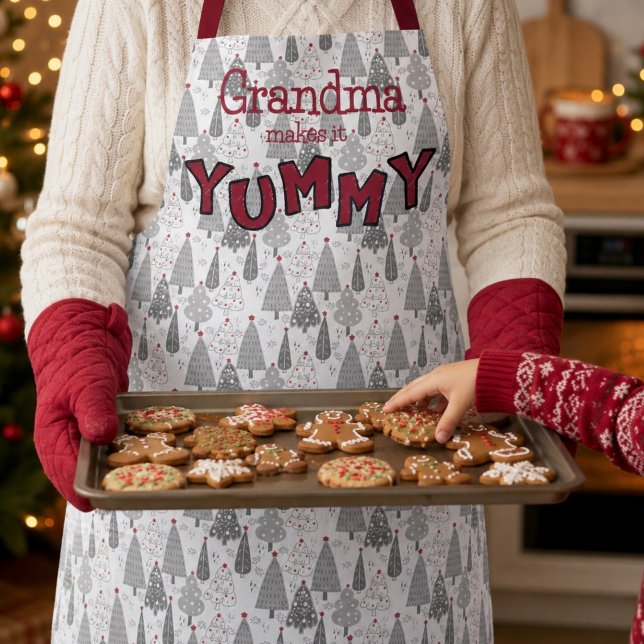 Fun Grandma Makes it Yummy Holiday Gift Apron (Creator Uploaded)