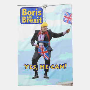 Fun graphic Boris Johnson Brexit from Europe image Kitchen Towel