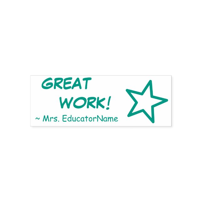 Fun "GREAT WORK!" Educator Rubber Stamp (Design)