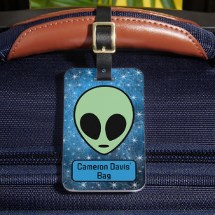 Fun Green Alien Personalized Luggage Tag