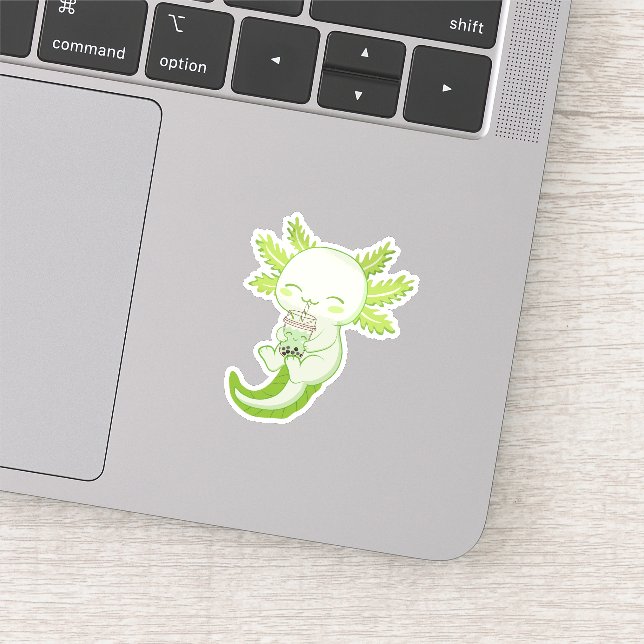 Fun Green Axolotl Boba Bubble Tea (Detail)