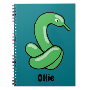 Fun green balloon animal swan design notebook