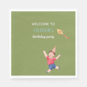 Fun Green Birthday Kids Boy Garden Picnic Napkin
