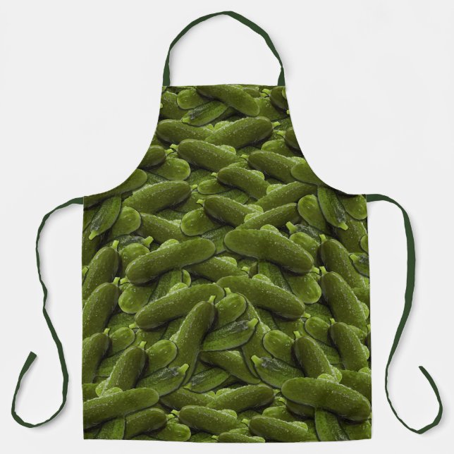 Fun Green Dill Pickles Pattern for Canners Apron (Front)