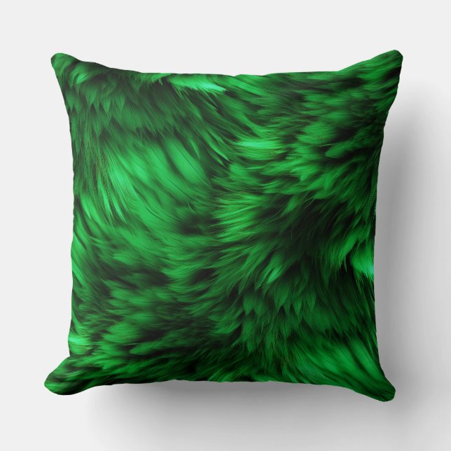 Fun Green faux monster fur texture Throw Pillow (Front)