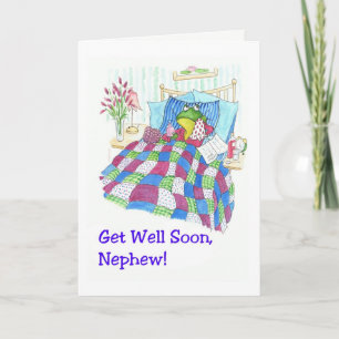 Fun Green Frog Get Well Soon for Nephew Card