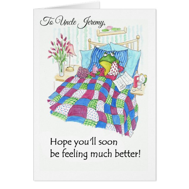 Fun Green Frog Get Well Soon to Personalize (Front)