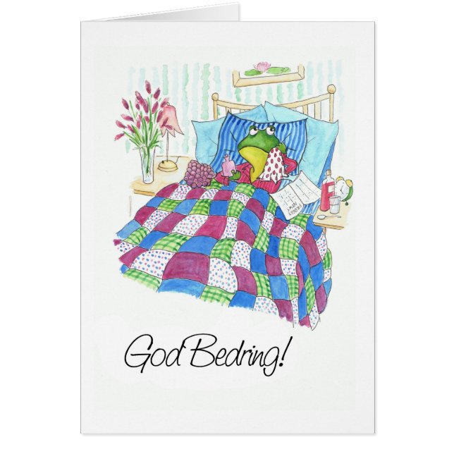 Fun Green Frog Se Bien Bientôt Salutation Danoise (Devant)