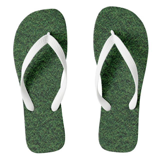 Fun Green Grass Adult Flip Flops (Footbed)