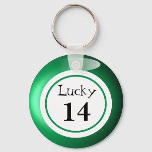 Fun Green Lucky Number Bingo Ball Theme Keychain