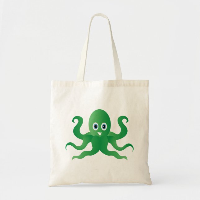 Fun green octopi tote bag (Front)