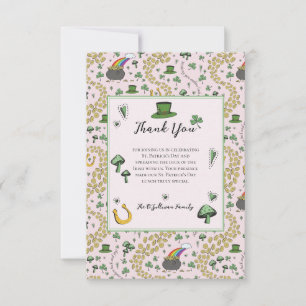 Fun Green St Patricks Day Irish Blessings Lunch Thank You Card