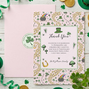 Fun Green St Patricks Day Irish Blessings Lunch Thank You Card