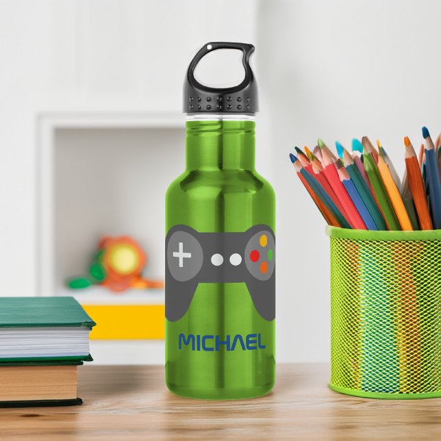 Fun Green Video Game Controller Personalized 532 Ml Water Bottle (Creator Uploaded)