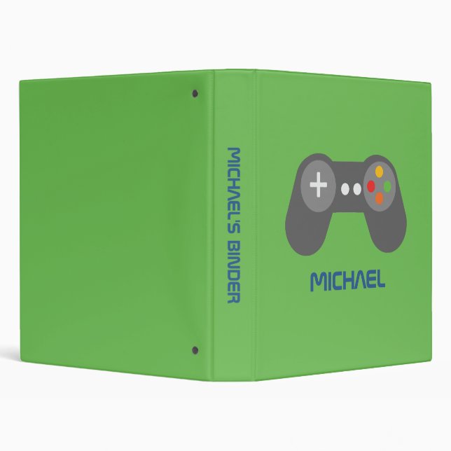 Fun Green Video Gamer Personalized Binder (Background)