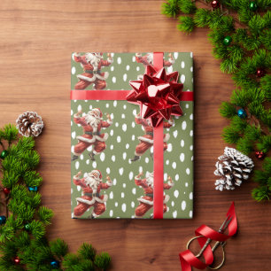 Fun Green Vintage Dancing Santa Claus Wrapping Paper