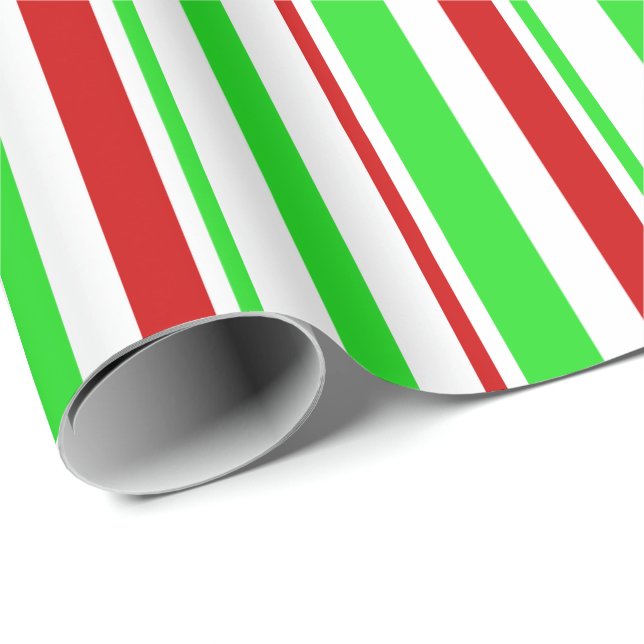 Fun Green, White, Red Christmas-Inspired Pattern Wrapping Paper (Roll Corner)
