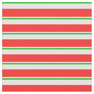 Fun Green, White, Red Christmas Themed Stripes Fabric