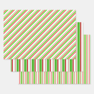 Fun Green, White, Red Coloured Christmas Inspired Wrapping Paper Sheet