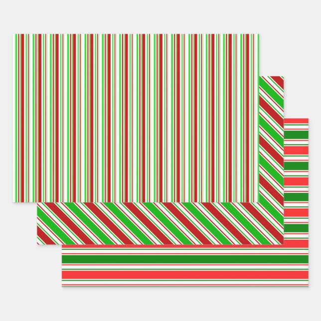 Fun Green, White, Red Coloured Christmas Inspired Wrapping Paper Sheet (Set)