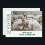 Fun Green White Typography Christmas Photo  Holiday Card<br><div class="desc">Fun Green White Typography Christmas Photo Holiday Card
This trendy and simple design is perfect for your Christmas wishes. This design features your favourite photo and custom typography.</div>