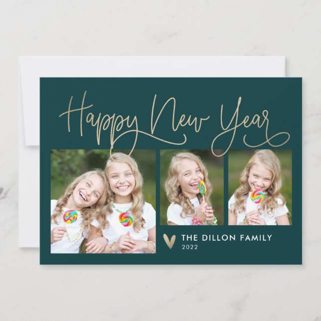 Fun Greeting EDITABLE COLOR New Year Photo Card (Front)