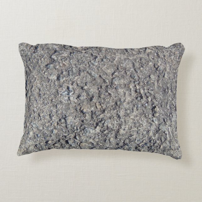 Fun grey faux rough concrete decorative pillow (Back)