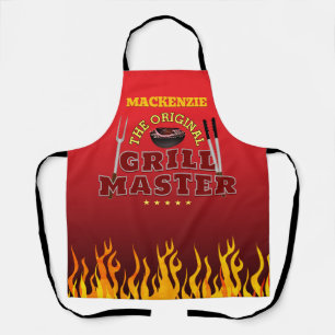 Fun GRILL MASTER with Flame on Gradient Apron