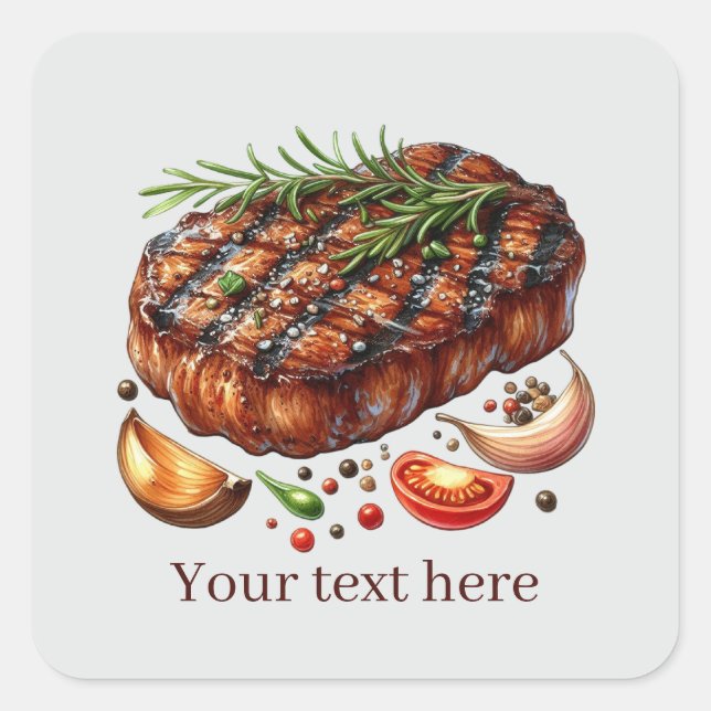 Fun grilled steak customizable  square sticker (Front)