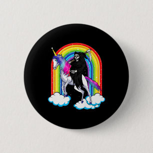 Fun Grim Reaper Riding An Unicorn Death Unicorn Ha 2 Inch Round Button