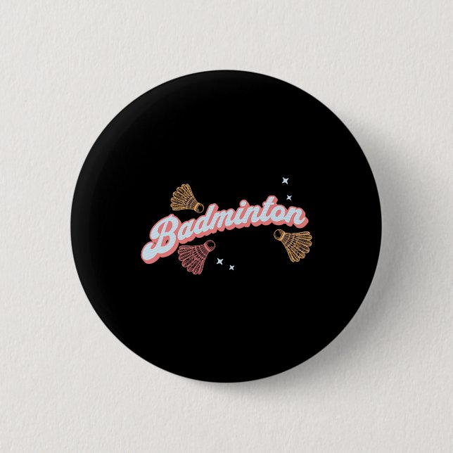 Fun Groovy Badminton And Shuttles  2 Inch Round Button (Front)