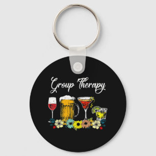 Fun Group Therapy Floral Drink Gles Mental Health Keychain