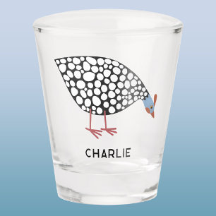 Fun Guinea Fowl Personalized Shot Glass
