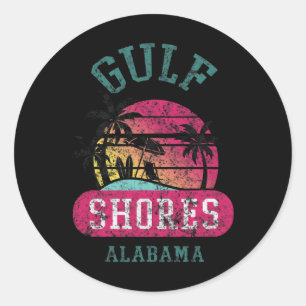 Fun Gulf Shores Vintage Distressed Alabama Beach N Classic Round Sticker