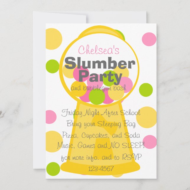 Fun Gumball Machine Invitation (Front)