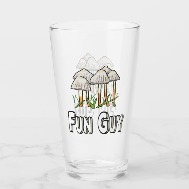 Fun Guy Mushroom Pun Glass (Front)