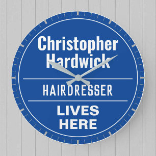 Fun Hairdresser Wall Plaque Style Large Clock