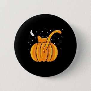 Fun Halloween Cat Butt Pumpkin Orange Tab  2 Inch Round Button