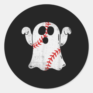 Fun Halloween Costume Baseball Ghost Baseball Love Classic Round Sticker