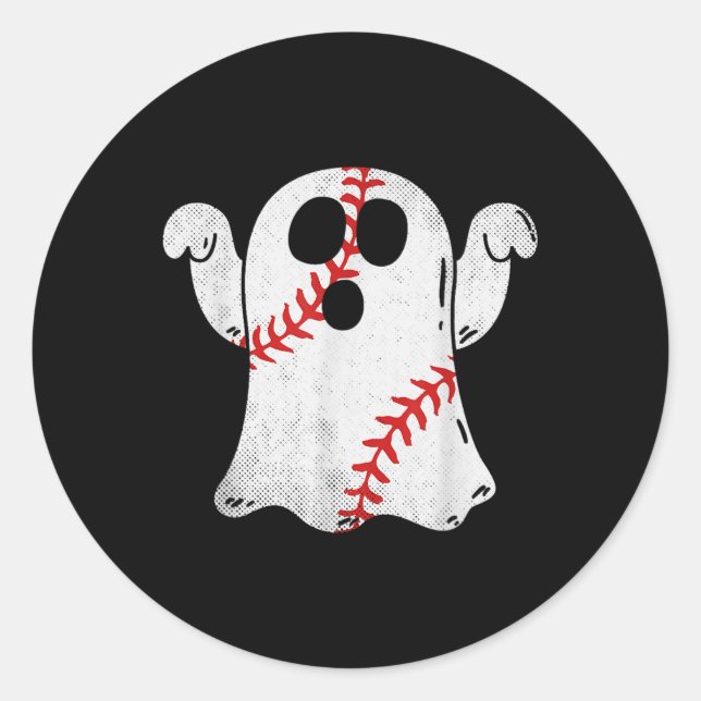 Fun Halloween Costume Baseball Ghost Baseball Love Classic Round Sticker (Front)
