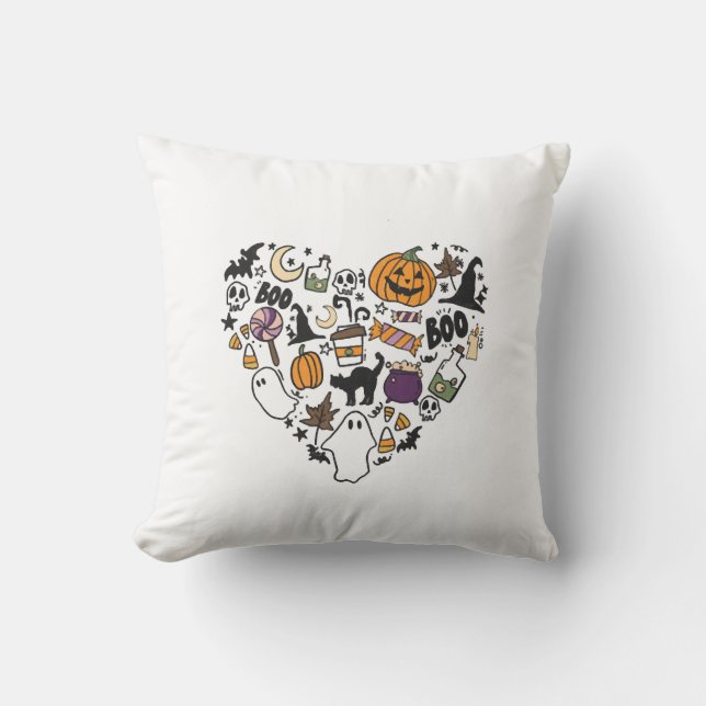 Fun Halloween Designs Halloween Heart Throw Pillow (Front)